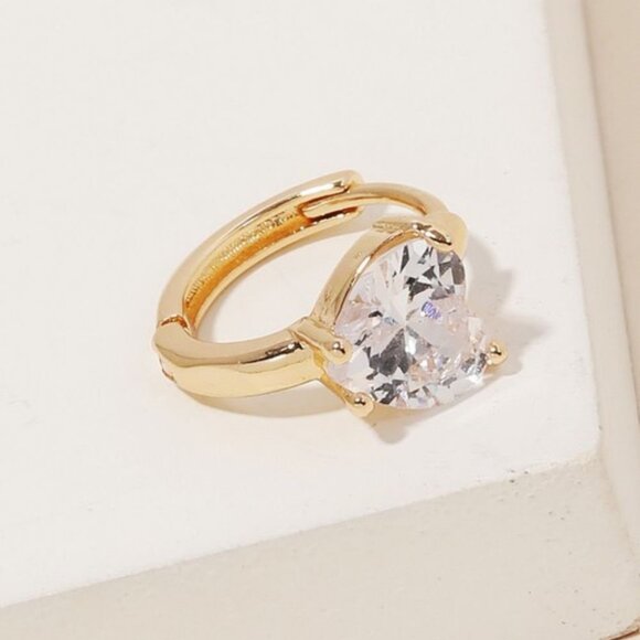 Heart Crystal Huggie Hoop Earrings | Women's Accessories | Jewelry - Picture 3 of 4